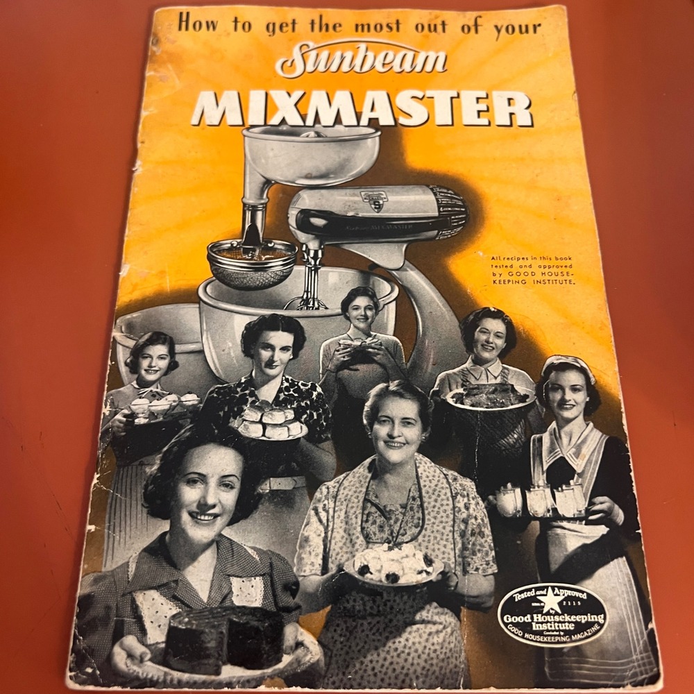 Vintage Sunbeam Mixmaster Recipe Book Instruction Manual Mid-Century Kitchen Art